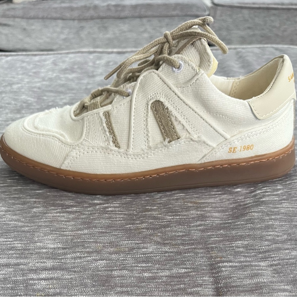 Sam Edelman White and Tan Sneakers